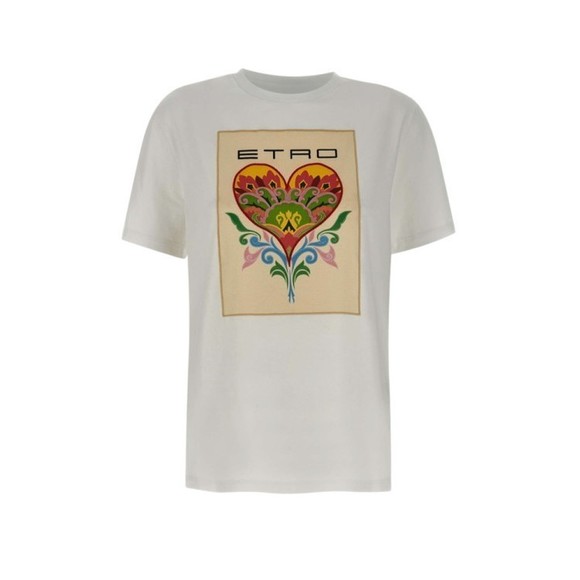 Etro Heart-Embroidered Cotton T-Shirt - NWT